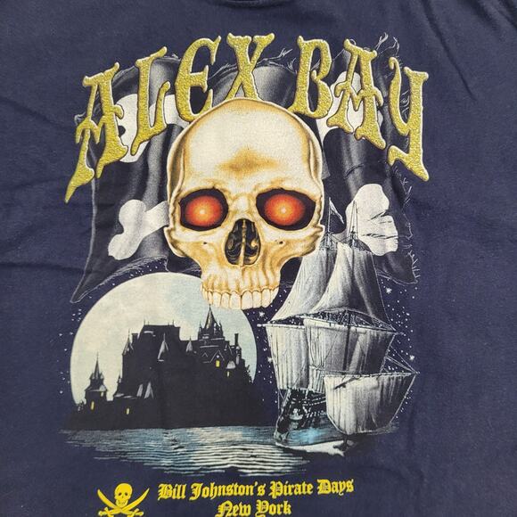 Vintage Alex-Bay Shirt L 22x24 Bill-Johnstons Pirate-Days NY - Picture 11 of 12